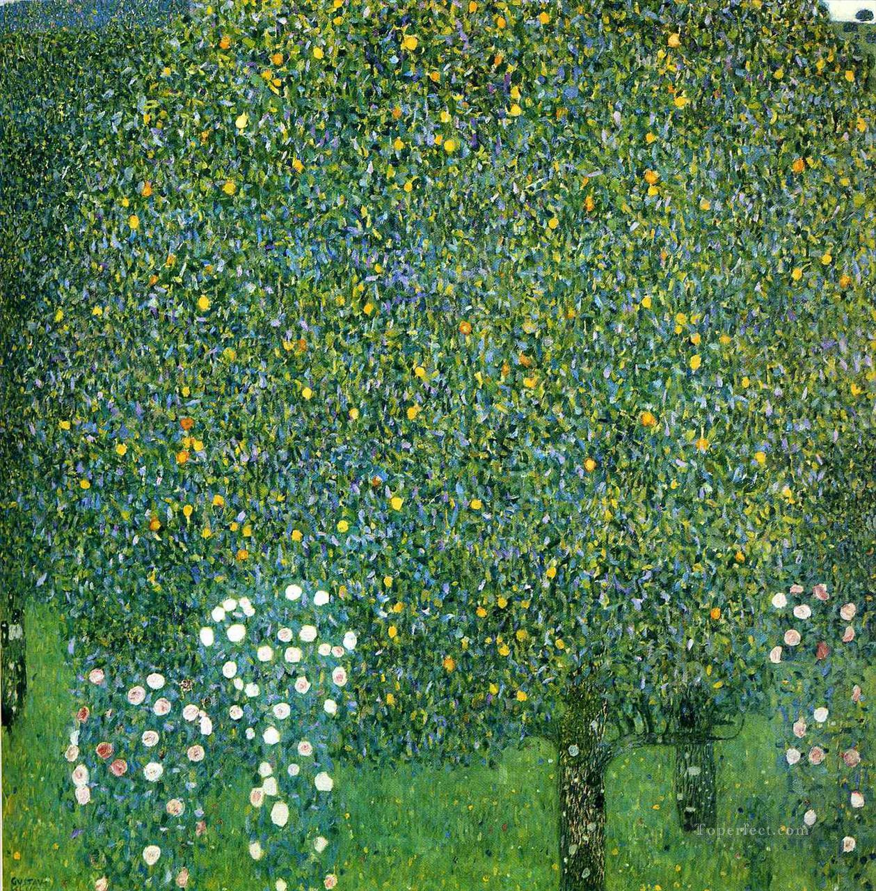 Roses under the Trees Gustav Klimt woods forest Oil Paintings